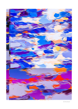 psychedelic splash painting abstract in blue purple orange
