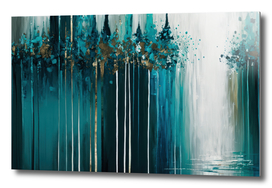 Teal Abstract Floating Forest