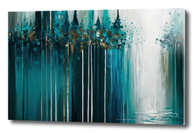 Teal Abstract Floating Forest