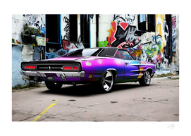 A cool crazy purple pony car | street art aesthetics