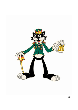 king cat drinking beer