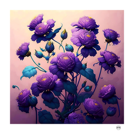 Purple flowers bouquet illustration