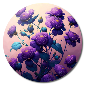 Purple flowers bouquet illustration