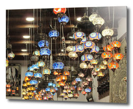 Colorful store lamps