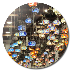 Colorful store lamps