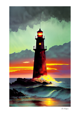 Sunset Over the Lighthouse