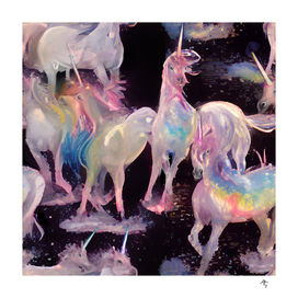 unicorns, translucent, luminous, rainbow,