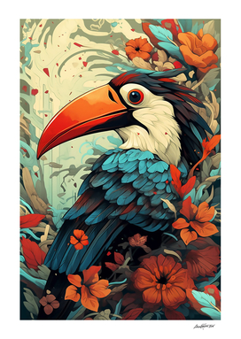 Tucan with Flowers