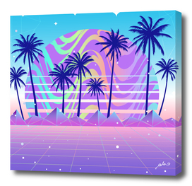 Pastel Palm Sunset Synthwave