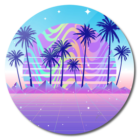 Pastel Palm Sunset Synthwave
