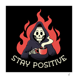 Stay Positive! Death Drinking Coffee