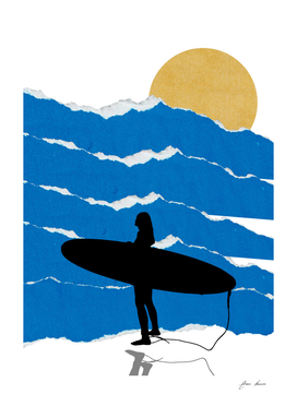 Silhouette Of A Surfer collage