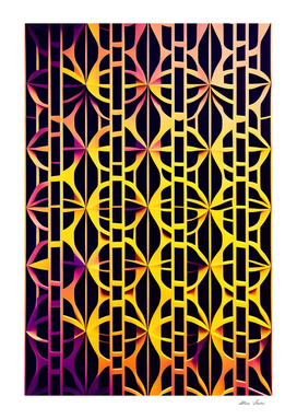 Yellow abstract geometric modern pattern Escher style