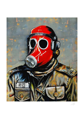Red mask bomber pilot