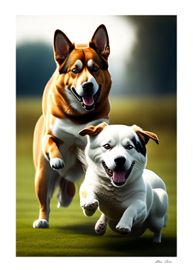 Two Dogs Running
