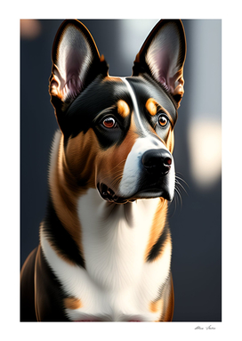 3D Dog realistic digital painting dog poster