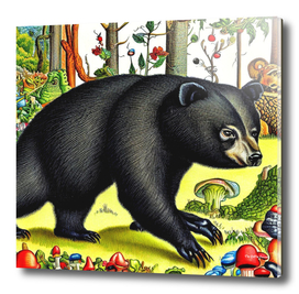 Black Bear (in the style of,Hieronymus Bosch)
