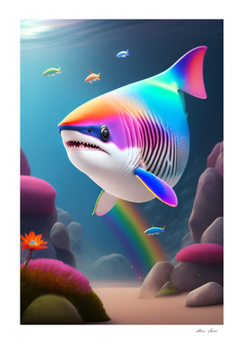 Colorful shark with rainbow colors fantasy poster