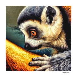 Ring-tailed lemur(in the style of Pieter Bruegel the