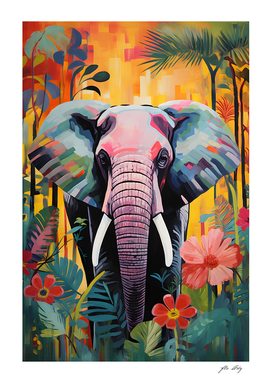 Elephant in a Jungle - Pop Art
