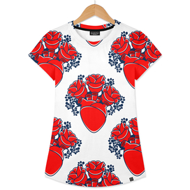Red love heart seamless pattern illustration. Cute romantic