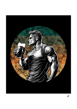 muscular man drinking beer
