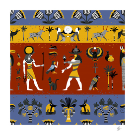 ancient egyptian religion seamless pattern