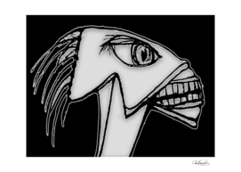 Angry Alien Noir Portrait Drawing