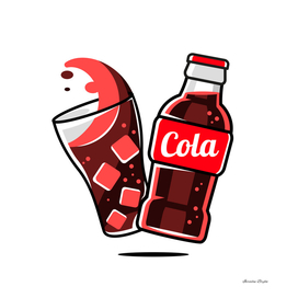 Splash cola, soda, cold tea or coffee with ice cubes.