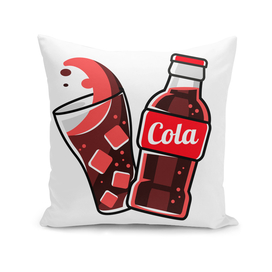 Splash cola, soda, cold tea or coffee with ice cubes.