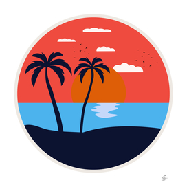 Summer Beach Sunset Icon