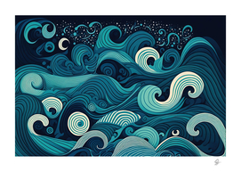 Waves Ocean Sea Abstract Whimsical Abstract Art