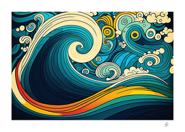 Waves wave Ocean Sea Abstract Whimsical Abstract Art