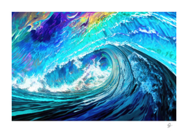 Tsunami Waves Ocean Sea Nautical Nature Water painting