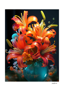 Glass Flowers In A Vase