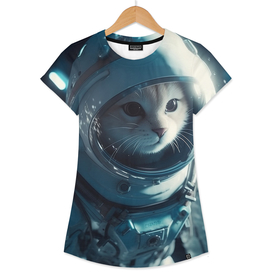 Cat Astronaut suit floating in space