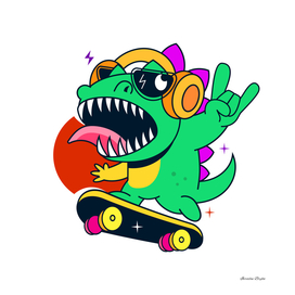 Dinosaur on a skateboard v4-01