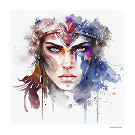 Watercolor Warrior Woman #1