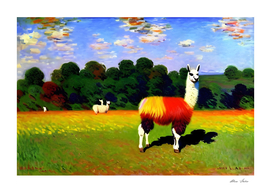 Colorful Llama Painting Monet Style