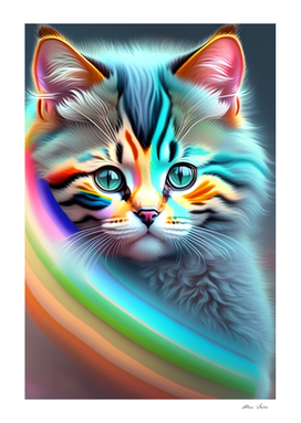 Colorful little cute cat