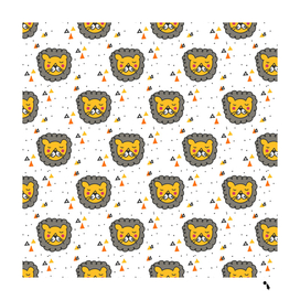 lion heads pattern design doodle