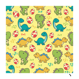 seamless pattern with cute dinosaur character