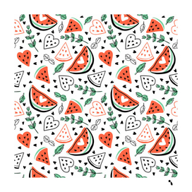 seamless vector pattern with watermelons mint