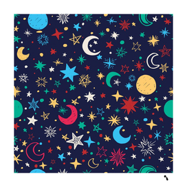 colorful background moon star