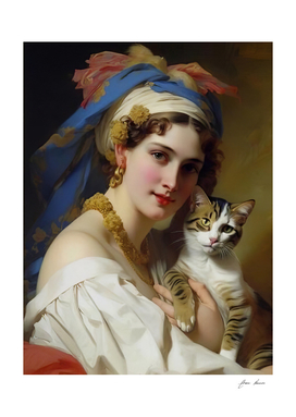 woman and cat portrait