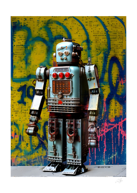 A graffiti portrait in Robot City