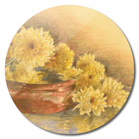 yellow flowers with still life