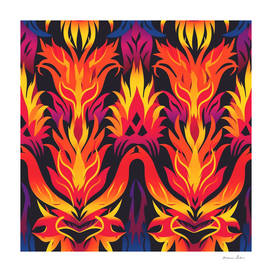 Fiery Fusion: A Vibrant Hawaiian Tribal Illustration