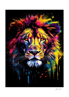 watercolor abstract lion