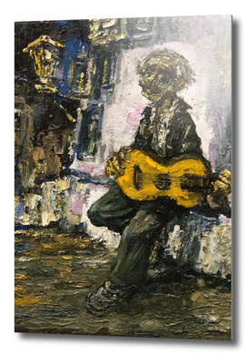 street musician with guitar